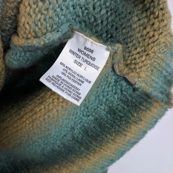 Woolrich Winter Turquoise Cowl Striped Sweater Top - Picture 4 of 4